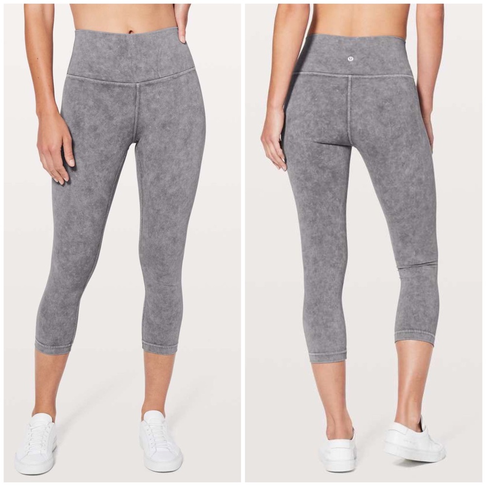 LULULEMON WUNDER UNDER CROP (HI-RISE) *FULL-ON LUXTREME 21" SIZE 4 Washed Luna
